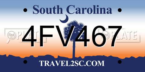 4FV467 South Carolina License Plate