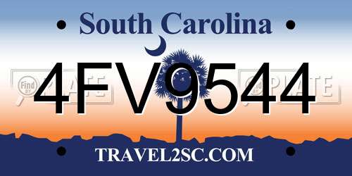 4FV9544 South Carolina License Plate