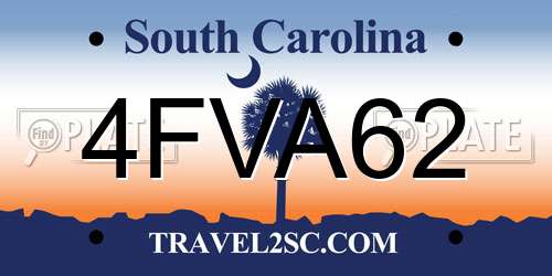 4FVA62 South Carolina License Plate