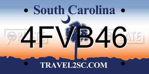 4FVB46 South Carolina License Plate