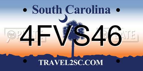 4FVS46 South Carolina License Plate