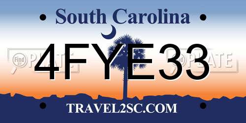 4FYE33 South Carolina License Plate