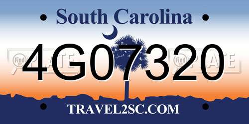 4G07320 South Carolina License Plate