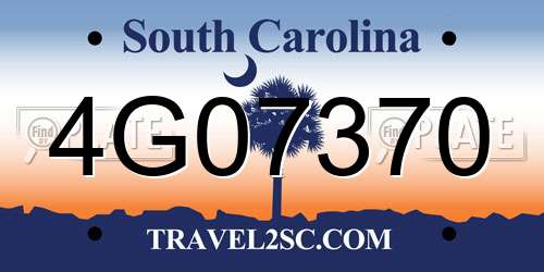 4G07370 South Carolina License Plate
