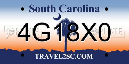 4G18X0 South Carolina License Plate