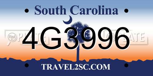 4G3996 South Carolina License Plate