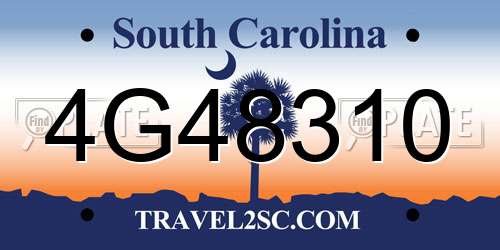 4G48310 South Carolina License Plate