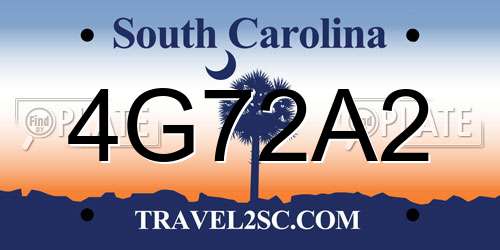 4G72A2 South Carolina License Plate