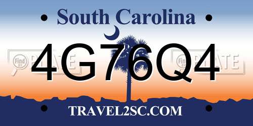 4G76Q4 South Carolina License Plate