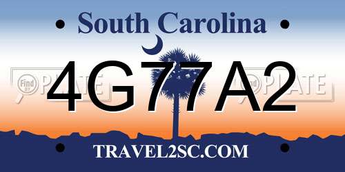 4G77A2 South Carolina License Plate