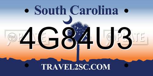 4G84U3 South Carolina License Plate