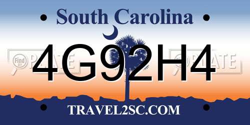 4G92H4 South Carolina License Plate