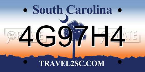 4G97H4 South Carolina License Plate