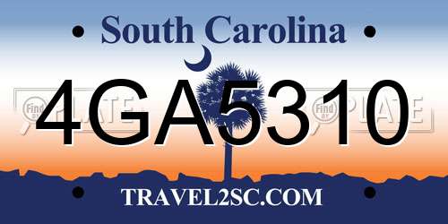 4GA5310 South Carolina License Plate