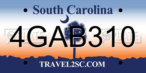4GAB310 South Carolina License Plate