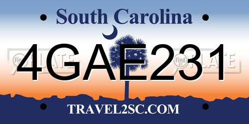4GAE231 South Carolina License Plate