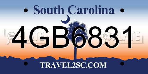 4GB6831 South Carolina License Plate