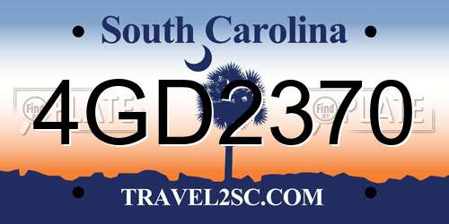 4GD2370 South Carolina License Plate
