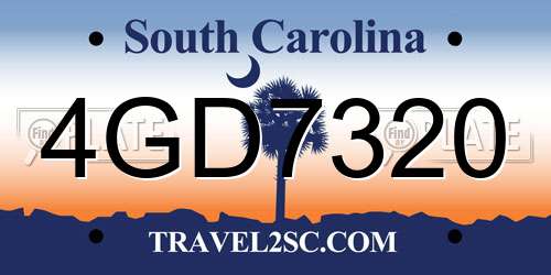 4GD7320 South Carolina License Plate