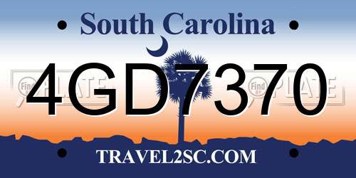 4GD7370 South Carolina License Plate