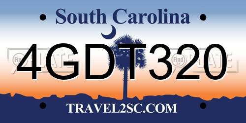 4GDT320 South Carolina License Plate