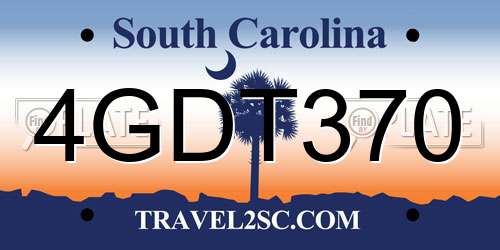 4GDT370 South Carolina License Plate