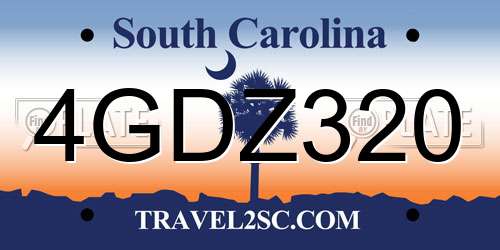 4GDZ320 South Carolina License Plate