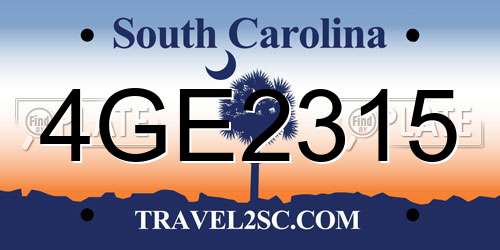 4GE2315 South Carolina License Plate