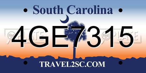 4GE7315 South Carolina License Plate
