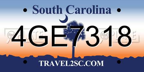 4GE7318 South Carolina License Plate
