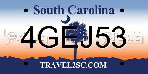 4GEJ53 South Carolina License Plate
