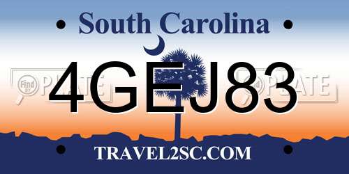 4GEJ83 South Carolina License Plate