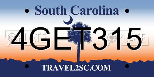 4GET315 South Carolina License Plate