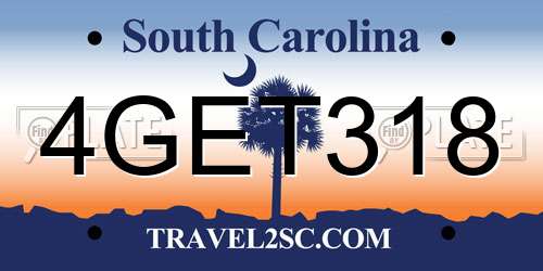 4GET318 South Carolina License Plate