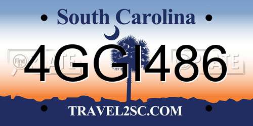 4GGI486 South Carolina License Plate
