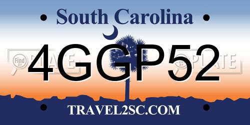 4GGP52 South Carolina License Plate