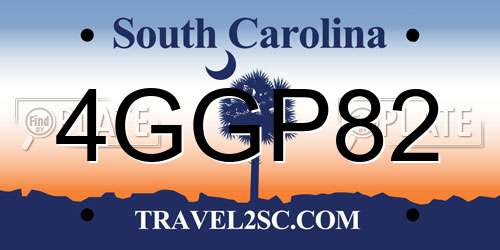 4GGP82 South Carolina License Plate