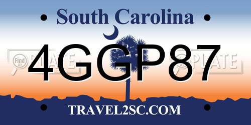 4GGP87 South Carolina License Plate