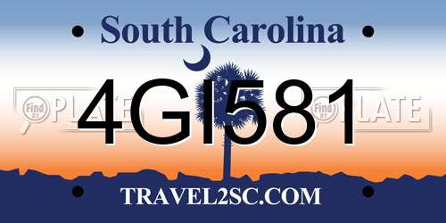 4GI581 South Carolina License Plate