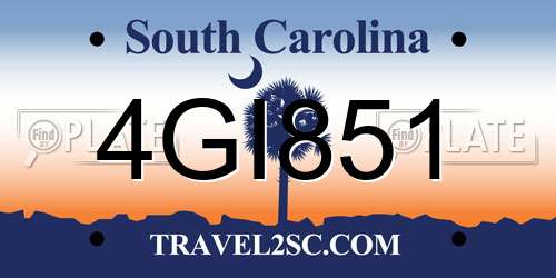 4GI851 South Carolina License Plate