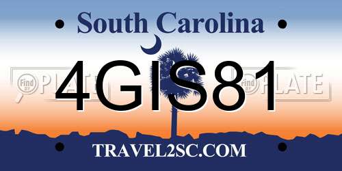 4GIS81 South Carolina License Plate