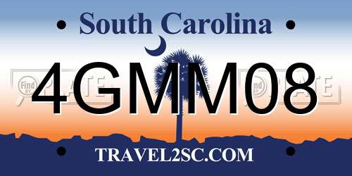 4GMM08 South Carolina License Plate