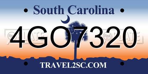 4GO7320 South Carolina License Plate