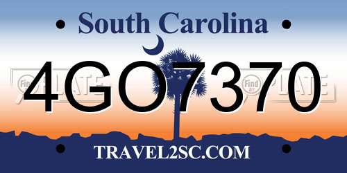 4GO7370 South Carolina License Plate