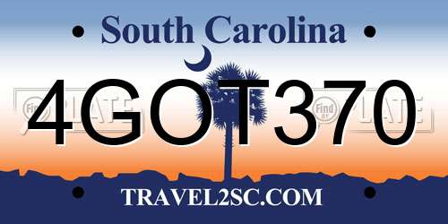 4GOT370 South Carolina License Plate