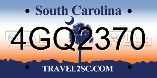 4GQ2370 South Carolina License Plate