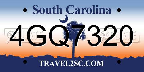 4GQ7320 South Carolina License Plate