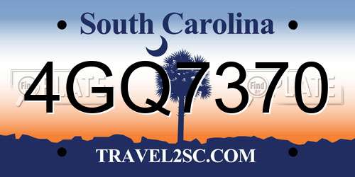 4GQ7370 South Carolina License Plate