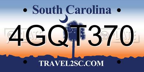 4GQT370 South Carolina License Plate