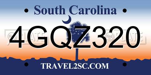 4GQZ320 South Carolina License Plate